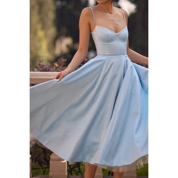 House of CB Mademoiselle cinderella blue tulle midi dress - Small - Picture 5 of 6